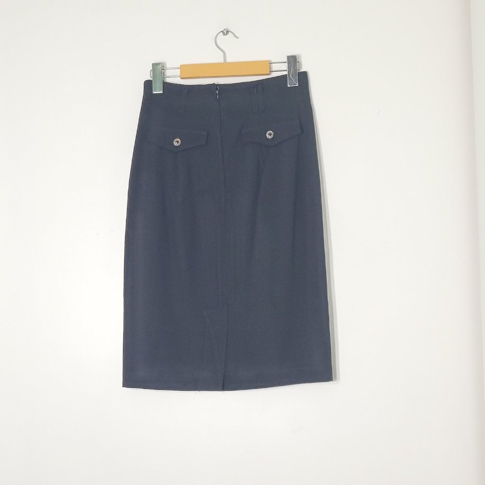 Les Belles Garconnes Vintage Classic Midi Skirt Black Casual Zip Womens Lined - Picture 5 of 15